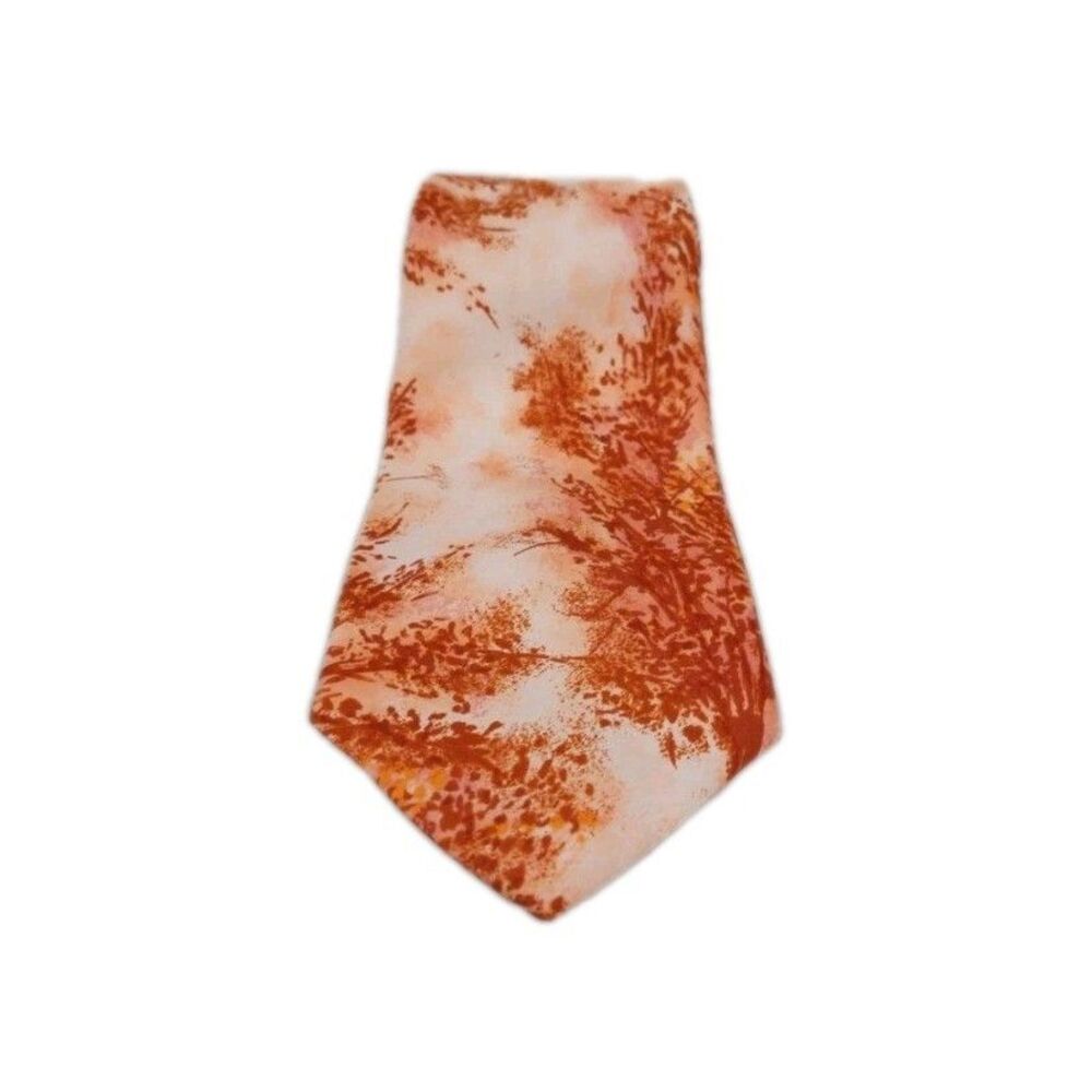 Vintage 60s 70s Pop Art Tie Custom Craft Cravats White Orange Brown Yellow Hippy